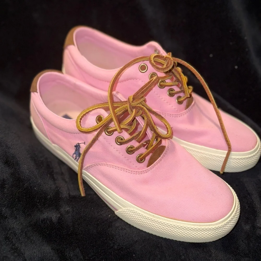 Polo by Ralph Lauren Pink and Brown Sneakers with Iconic Logo